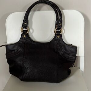 Chocolate brown leather shoulder bag the Sak